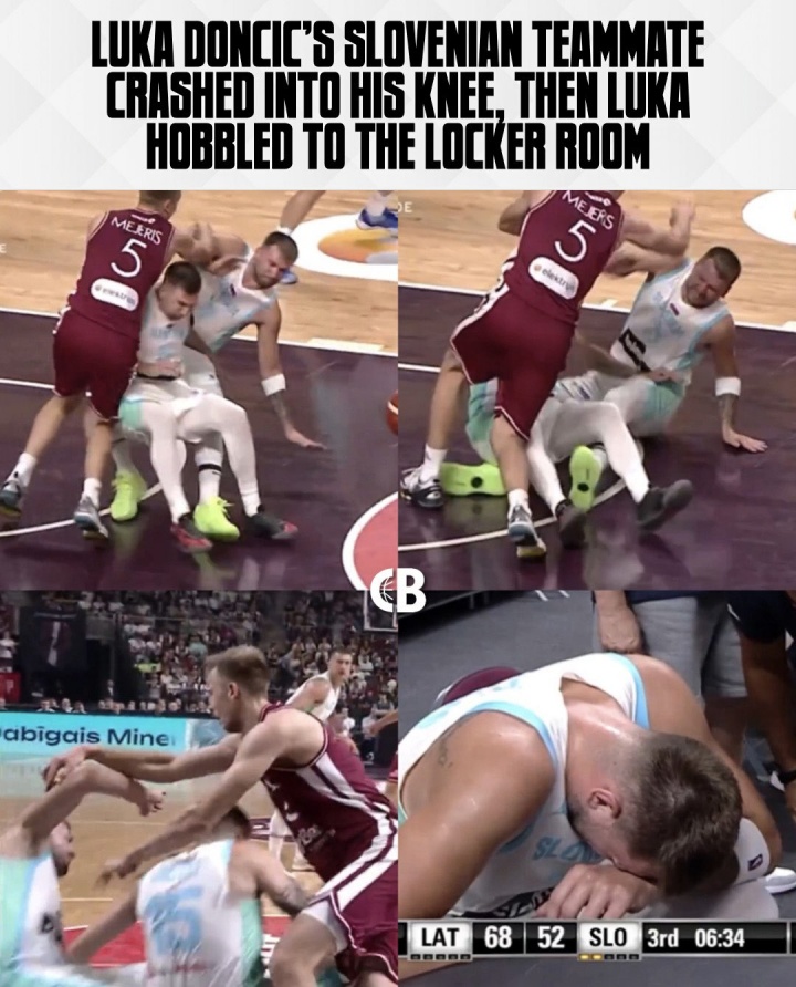 队友误伤致东契奇右膝轻微挫伤 伤情无大碍